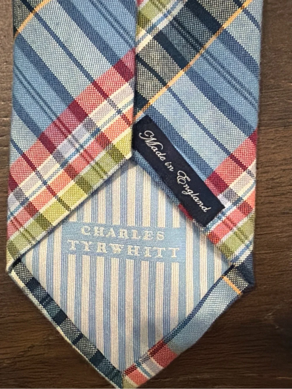 Charles Tyrwhitt Blue Plaid Tie with Red, Yellow and Navy Accents